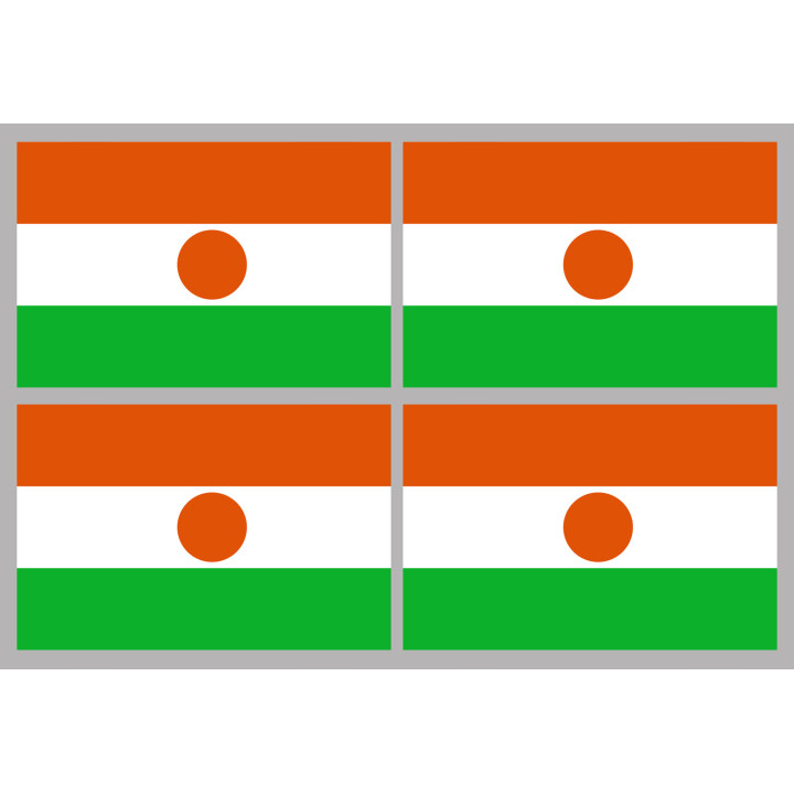 Drapeau Niger (4 fois 9.5x6.3cm) - Sticker/autocollant