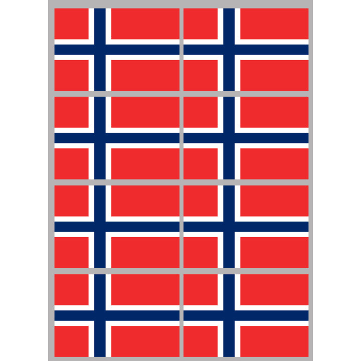 Drapeau Norvège (8 fois 9.5x6.3cm) - Sticker/autocollant