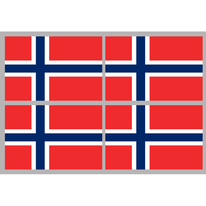 Drapeau Norvège (4 fois 9.5x6.3cm) - Sticker/autocollant