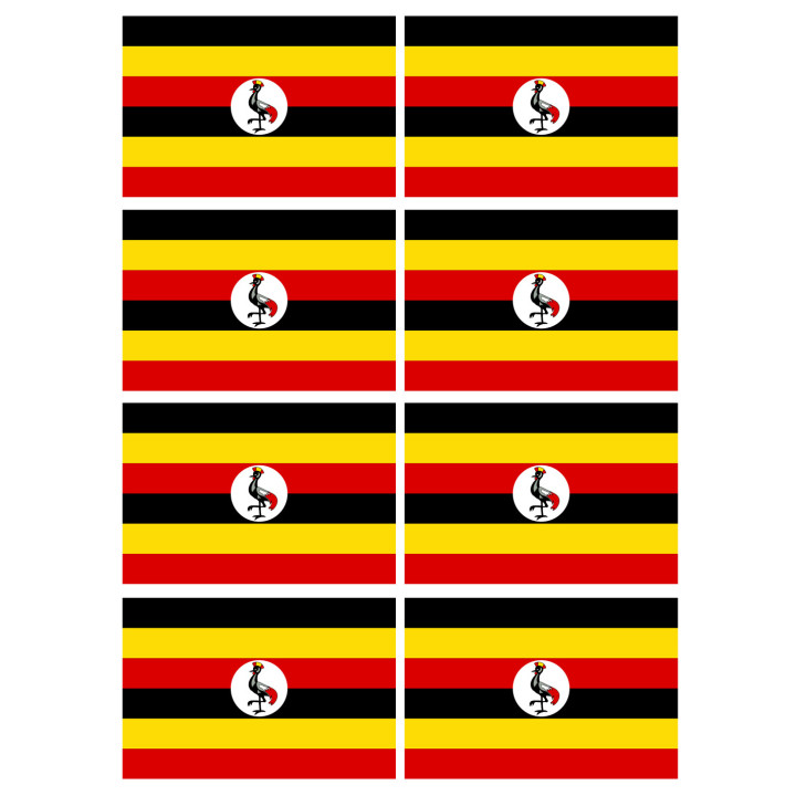 Drapeau Ouganda (8 fois 9.5x6.3cm) - Sticker/autocollant