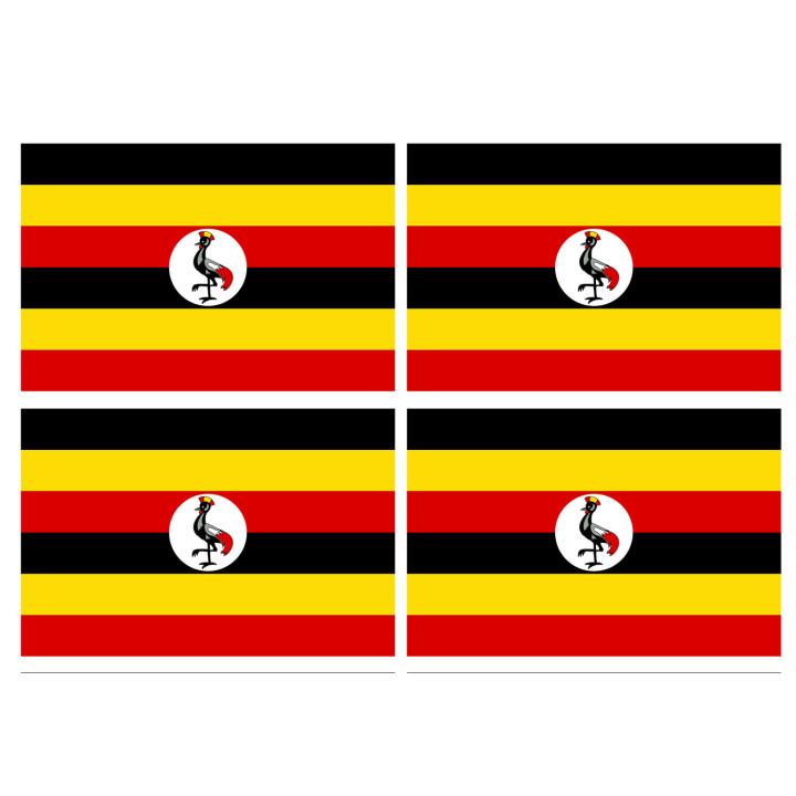 Drapeau Ouganda (4 fois 9.5x6.3cm) - Sticker/autocollant