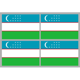 Drapeau Ouzbékistan (4 fois 9.5x6.3cm) - Sticker/autocollant