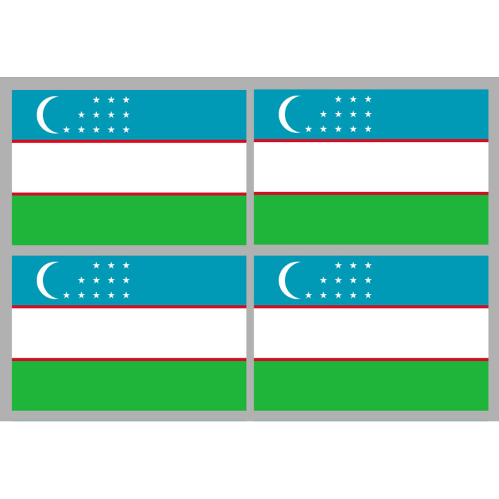 Drapeau Ouzbékistan (4 fois 9.5x6.3cm) - Sticker/autocollant