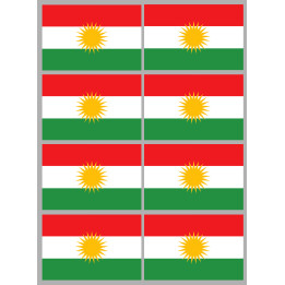 Drapeau Kurdistan (8 fois 9.5x6.3cm) - Sticker/autocollant