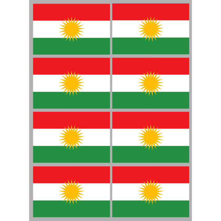 Drapeau Kurdistan (8 fois 9.5x6.3cm) - Sticker/autocollant