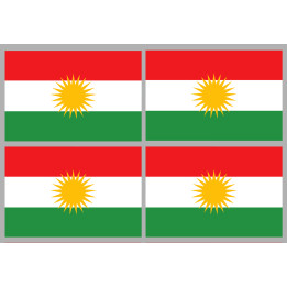 Drapeau Kurdistan (4 fois 9.5x6.3cm) - Sticker/autocollant