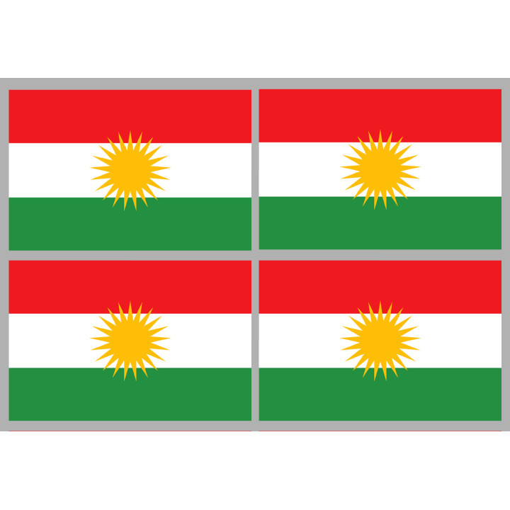Drapeau Kurdistan (4 fois 9.5x6.3cm) - Sticker/autocollant