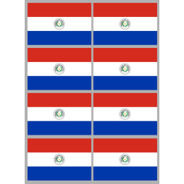 Drapeau Paraguay (8 fois 9.5x6.3cm) - Sticker/autocollant