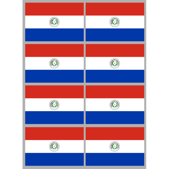 Drapeau Paraguay (8 fois 9.5x6.3cm) - Sticker/autocollant
