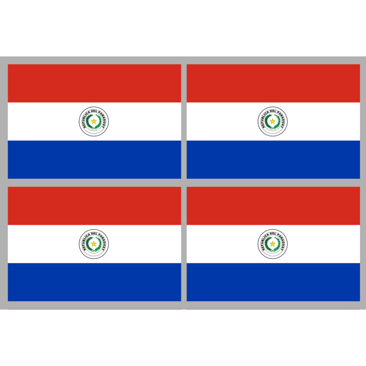 Drapeau Paraguay (4 fois 9.5x6.3cm) - Sticker/autocollant