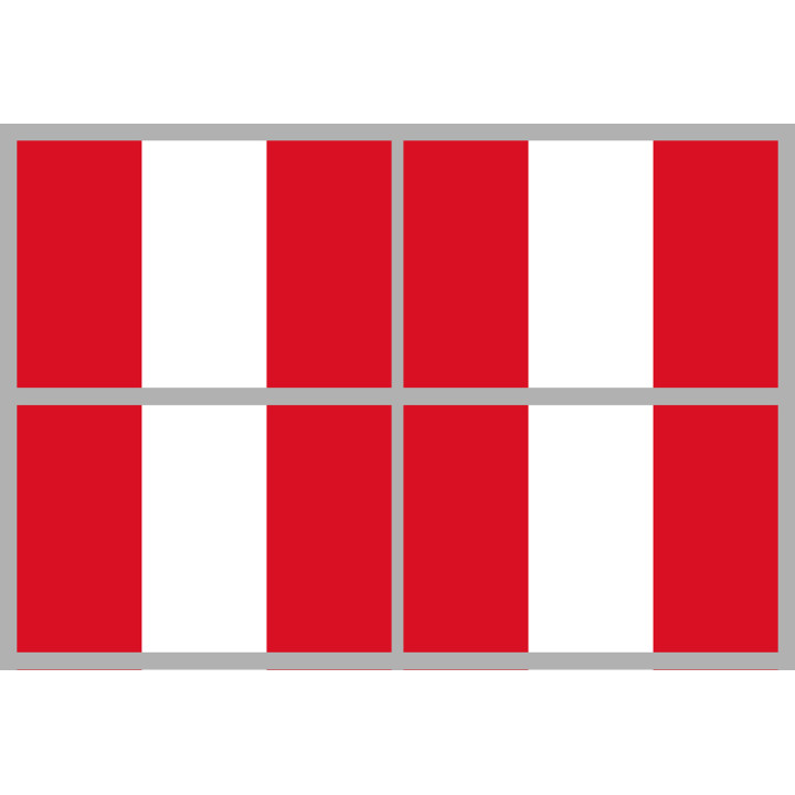 Drapeau Pérou (4 fois 9.5x6.3cm) - Sticker/autocollant