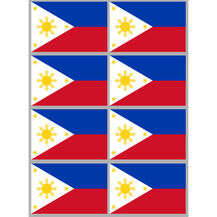 Drapeau Philippines (8 fois 9.5x6.3cm) - Sticker/autocollant