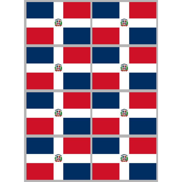 Drapeau République dominicaine (8 fois 9.5x6.3cm) - Sticker/autocolla