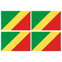 Drapeau République du Congo (4 fois 9.5x6.3cm) - Sticker/autocollant