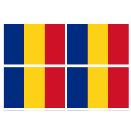 Drapeau Roumanie (4 fois 9.5x6.3cm) - Sticker/autocollant