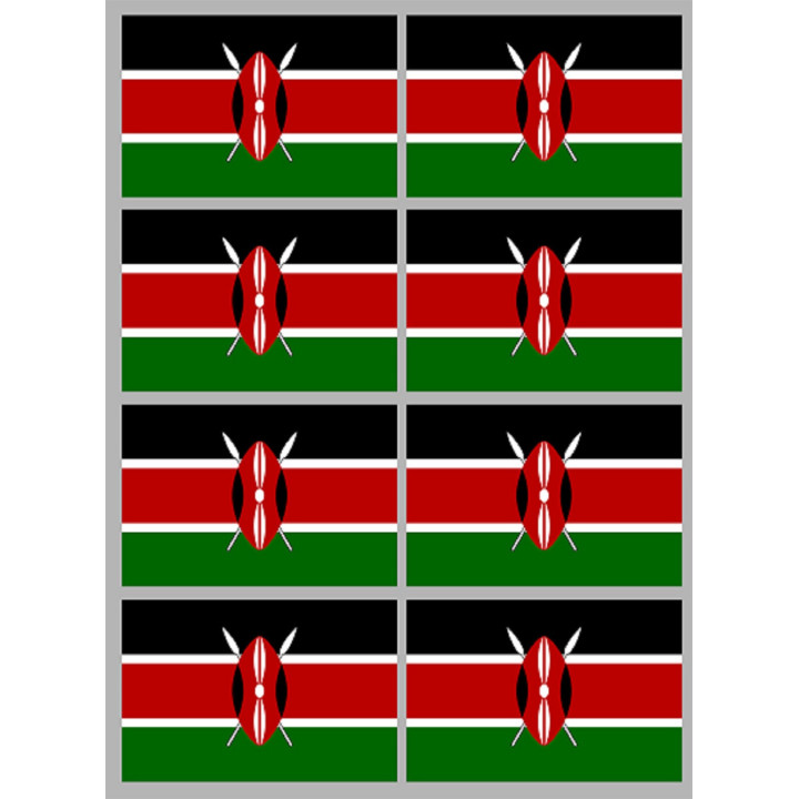 Drapeau Kenya (8 fois 9.5x6.3cm) - Sticker/autocollant