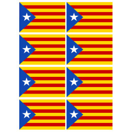 Drapeau Catalan étoilé - 8fois 9.5x6.3cm - Sticker/autocollant