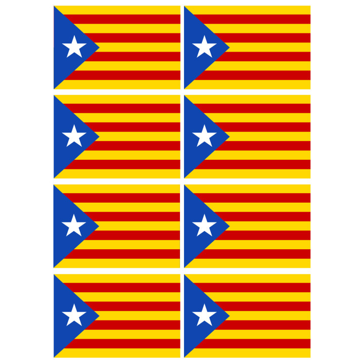 Drapeau Catalan étoilé - 8fois 9.5x6.3cm - Sticker/autocollant