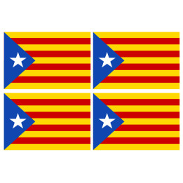 Drapeau Catalan étoilé - 4fois 9.5x6.3cm - Sticker/autocollant