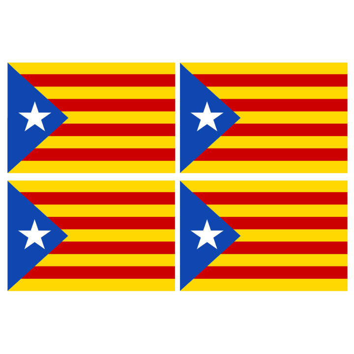 Drapeau Catalan étoilé - 4fois 9.5x6.3cm - Sticker/autocollant