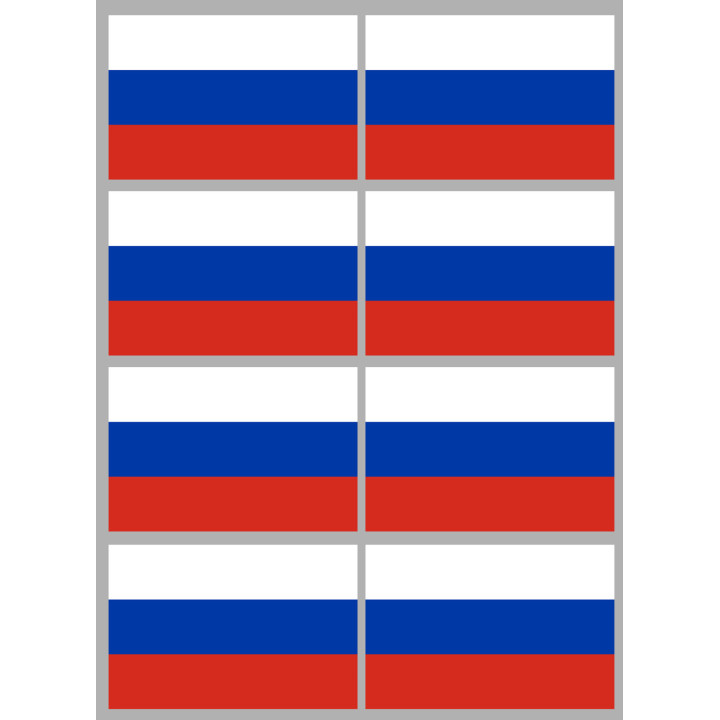 Drapeau Russie (8 fois 9.5x6.3cm) - Sticker/autocollant
