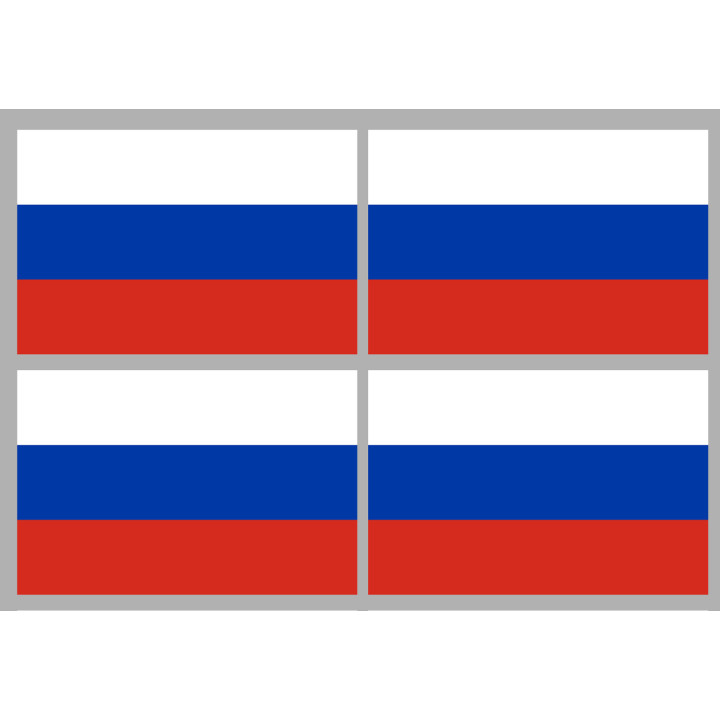 Drapeau Russie (4 fois 9.5x6.3cm) - Sticker/autocollant