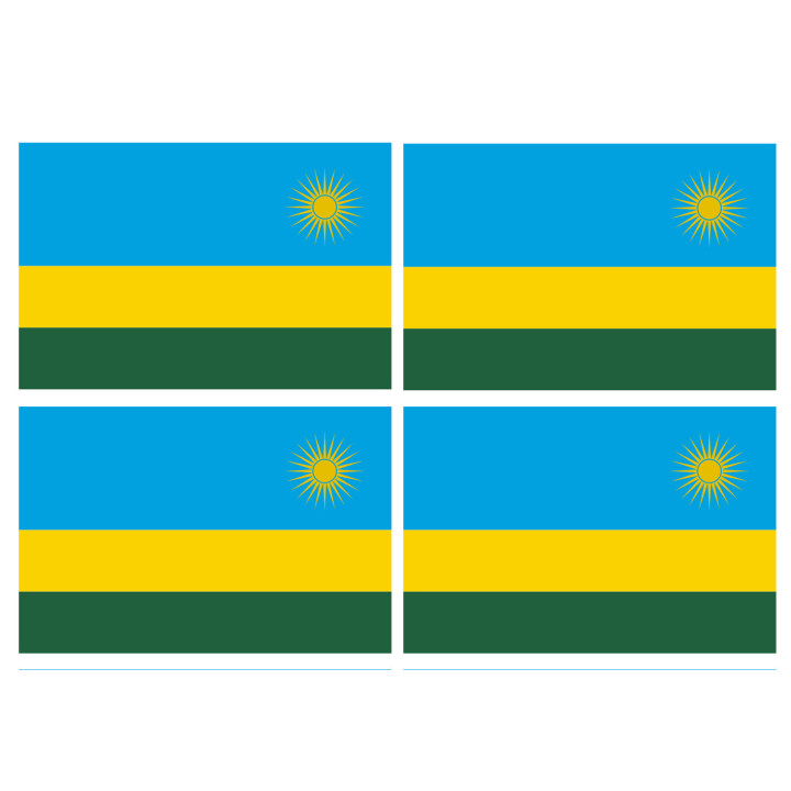 Drapeau Rwanda (4 fois 9.5x6.3cm) - Sticker/autocollant