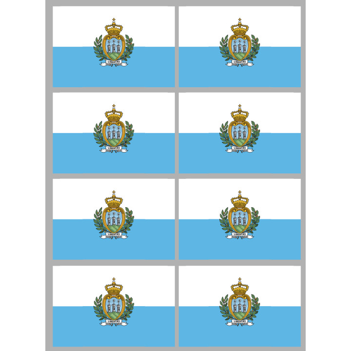 Drapeau Saint-Marin (8 fois 9.5x6.3cm) - Sticker/autocollant