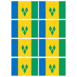 Saint-Vincent-et-les-Grenadines (8 fois 9.5x6.3cm) - Sticker/autocolla