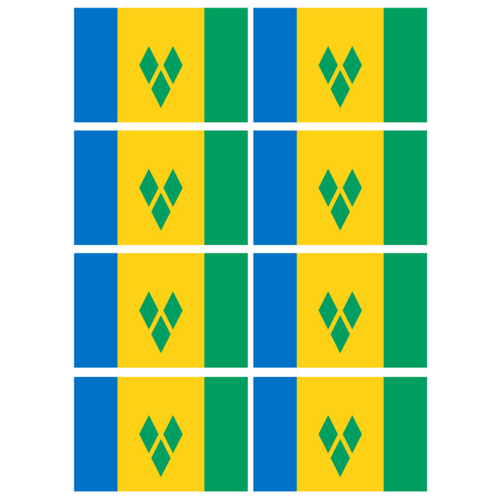 Saint-Vincent-et-les-Grenadines (8 fois 9.5x6.3cm) - Sticker/autocolla