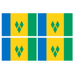 Saint-Vincent-et-les-Grenadines (4 fois 9.5x6.3cm) - Sticker/autocolla