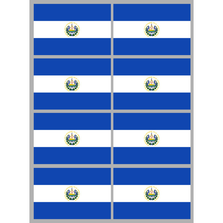 Drapeau Salvador (8 fois 9.5x6.3cm) - Sticker/autocollant