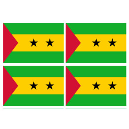 Drapeau Sao Tomé-et-Principe (4 fois 9.5x6.3cm) - Sticker/autocollant