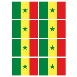 Drapeau Sénégal (8 fois 9.5x6.3cm) - Sticker/autocollant