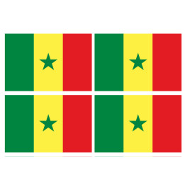 Drapeau Sénégal (4 fois 9.5x6.3cm) - Sticker/autocollant