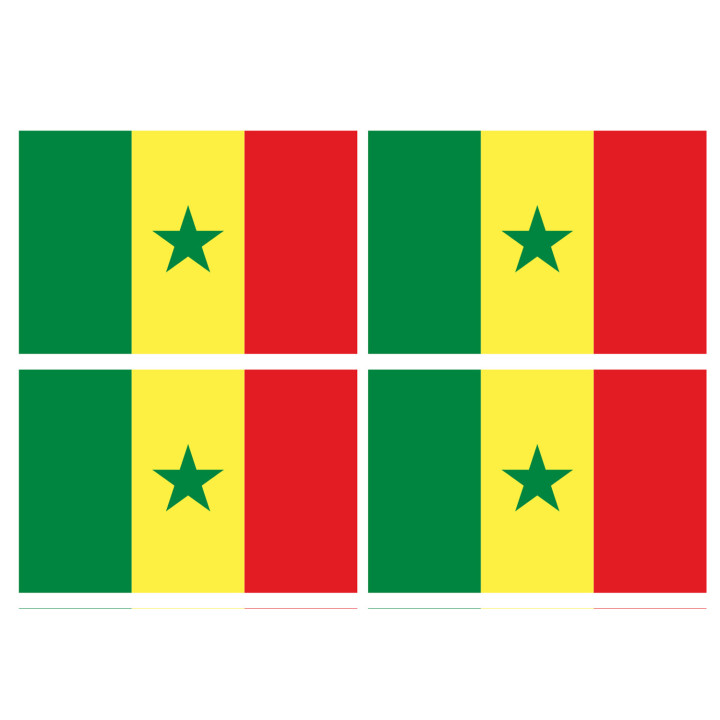 Drapeau Sénégal (4 fois 9.5x6.3cm) - Sticker/autocollant