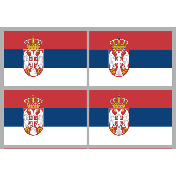 Drapeau Serbie (4 fois 9.5x6.3cm) - Sticker/autocollant