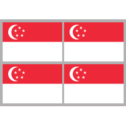 Drapeau Singapour (4 stickers - 9.5 x 6.3 cm) - Sticker/autocollant