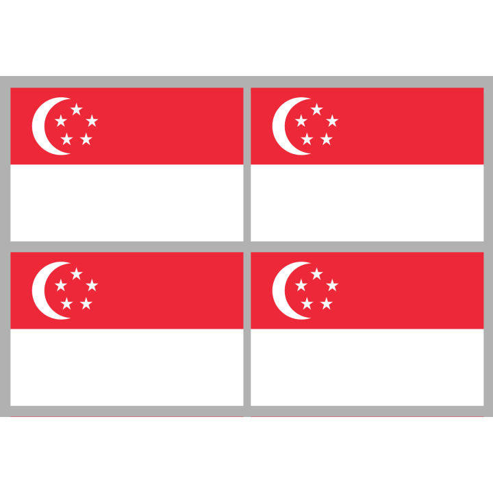 Drapeau Singapour (4 stickers - 9.5 x 6.3 cm) - Sticker/autocollant