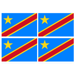 Drapeau République démocratique du Congo (4 stickers de 9.5x6.3cm) -