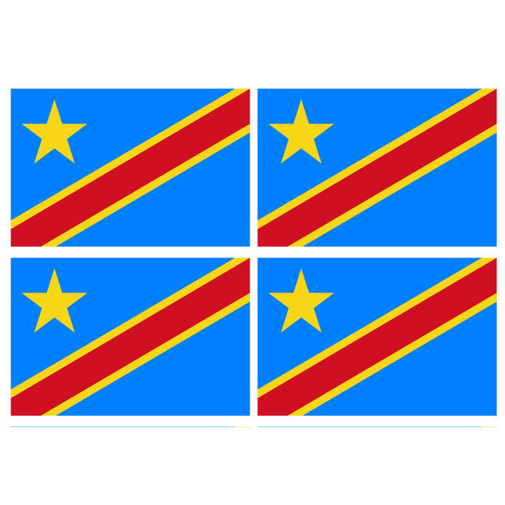 Drapeau République démocratique du Congo (4 stickers de 9.5x6.3cm) -