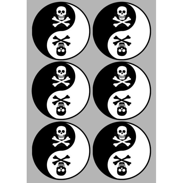 YIN YANG tête de mort (6 fois 10cm) - Sticker/autocollant