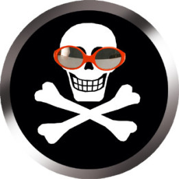 tête mort intello (5x5cm) - Sticker/autocollant