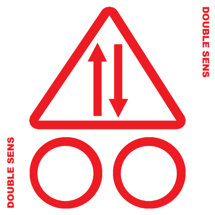 Balise VTT circulation en double sens (10x10cm) - Sticker / autocollan