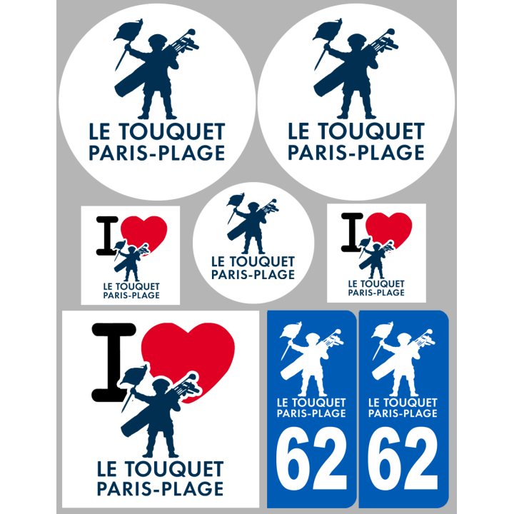 Le Touquet-Paris-Plage (8 autocollants variés) - Sticker/autocollant