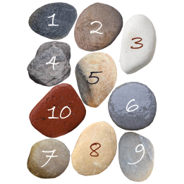 Numéros table effet galet 1 à 10 (10 fois env.6/7cm de diamètre) - 