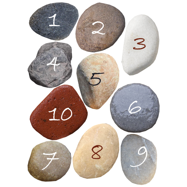Numéros table effet galet 1 à 10 (10 fois env.6/7cm de diamètre) - 