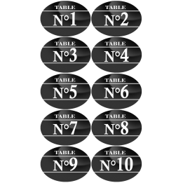 Numéros table de restaurant de 1 à 10 (10 fois 5x3.5cm) - Sticker/au