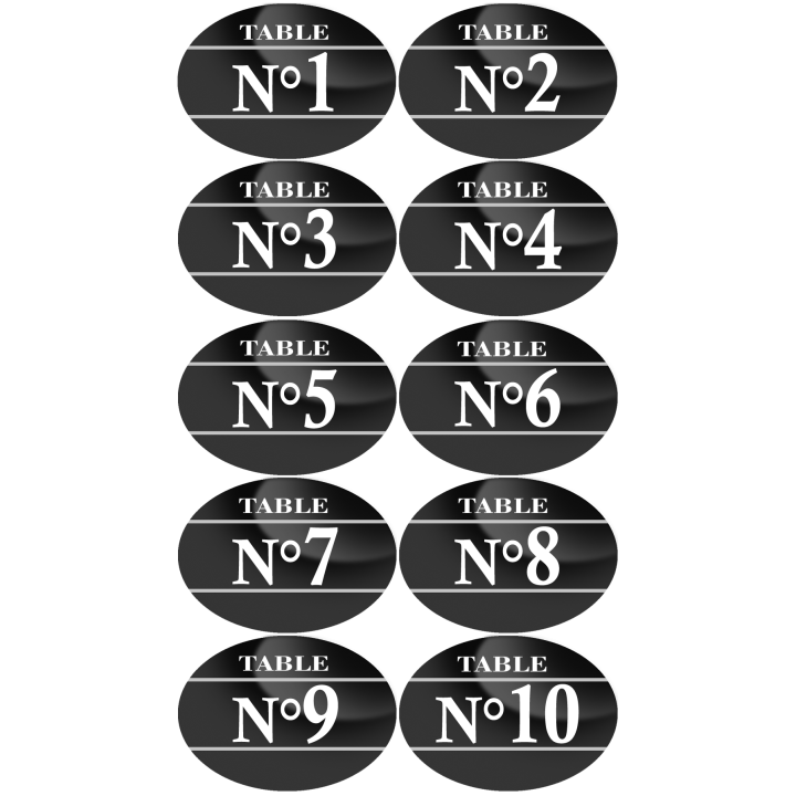 Numéros table de restaurant de 1 à 10 (10 fois 5x3.5cm) - Sticker/au