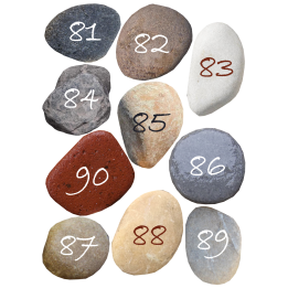 Numéros table effet galet 81 à 90 (10 fois env.6/7cm de diamètre) -